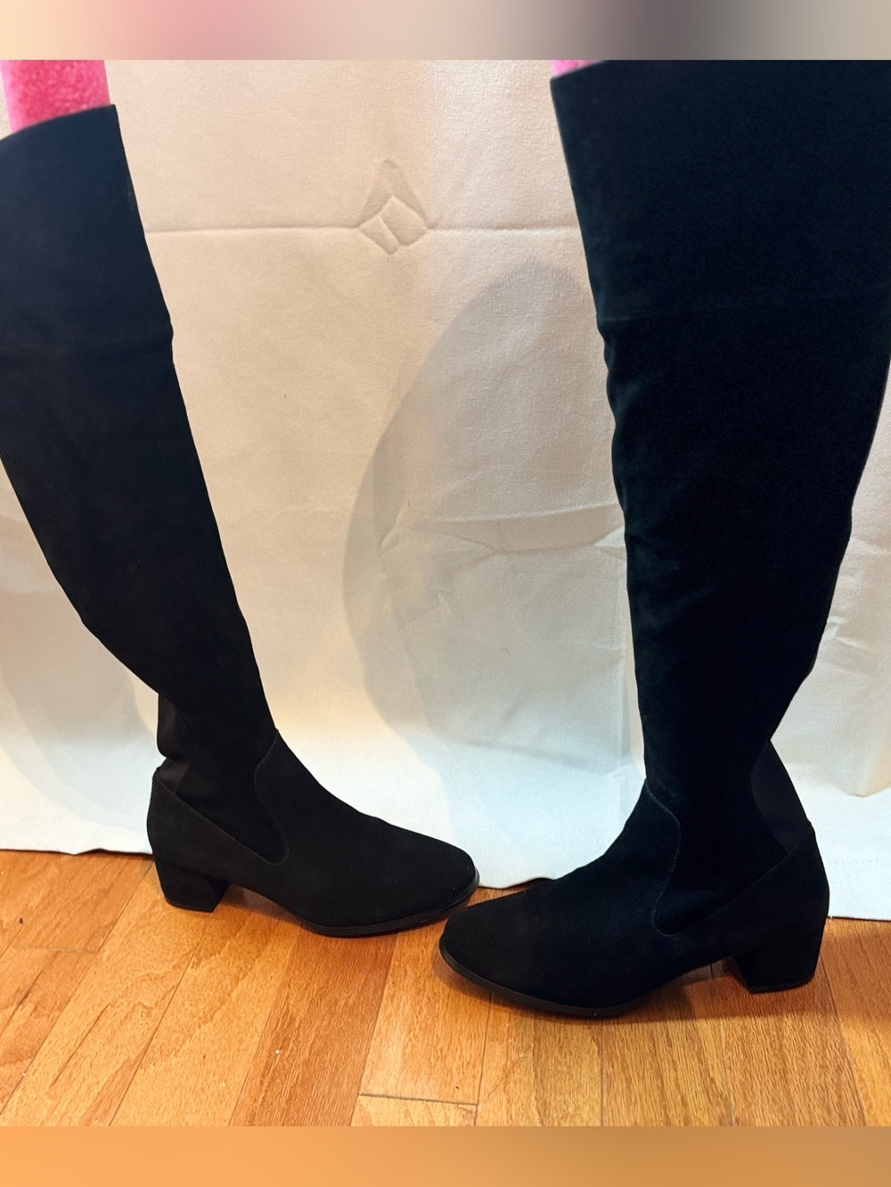 Chinese Laundry Black Suede Over-the-Knee Block Heel Boots